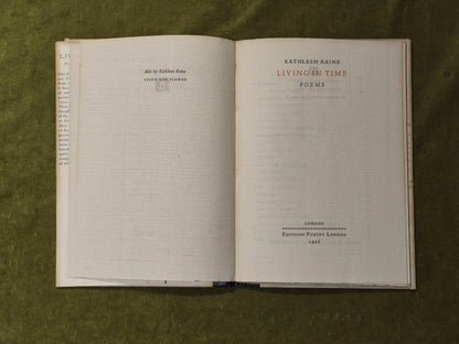 Living in the Time - Kathleen Raine , Editions Poetry 1946 1st HB DJ5
