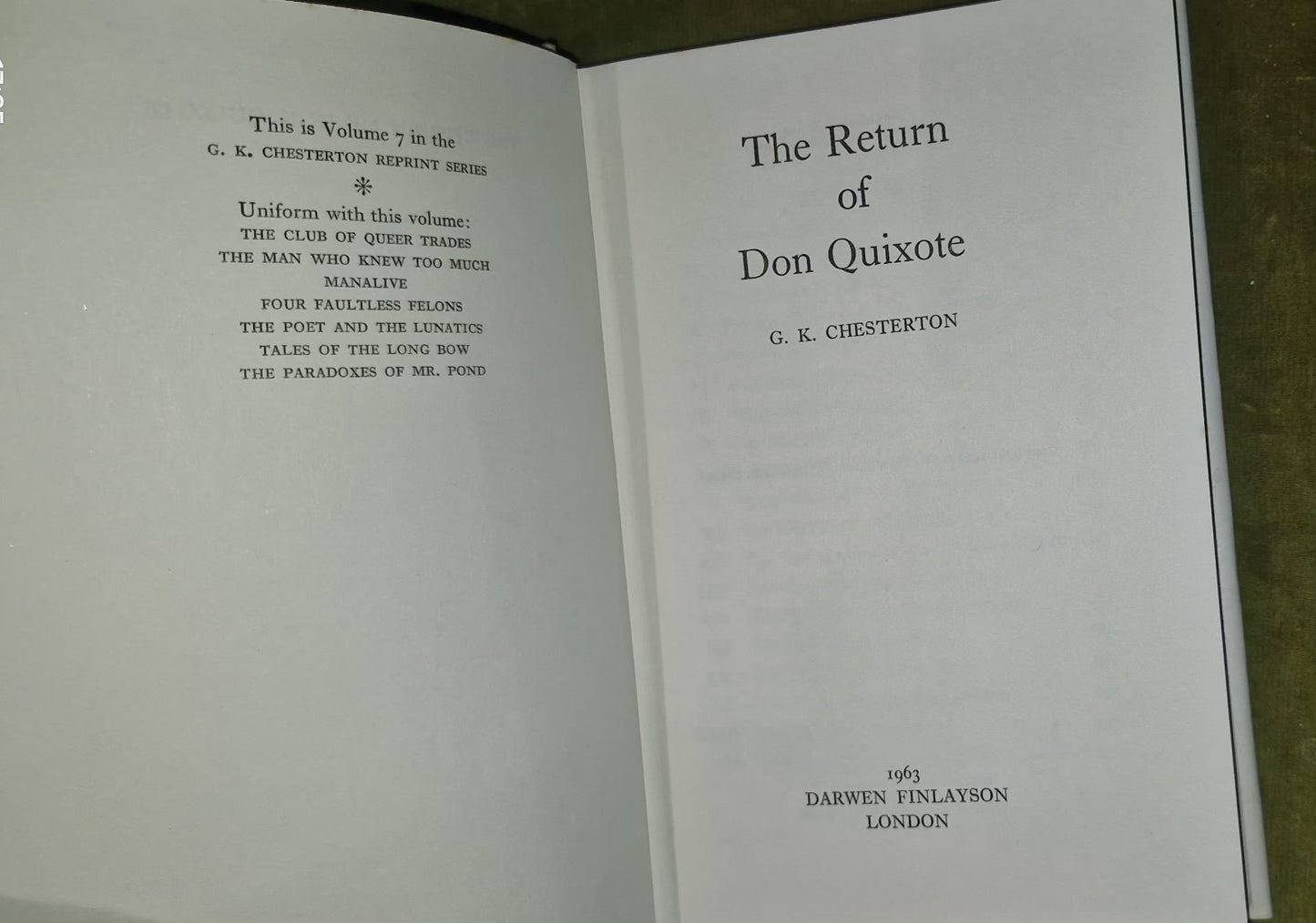 G K Chesterton - Reprint Series 1964 Darwen Finlayson - 11 Volumes HB / DJ 16