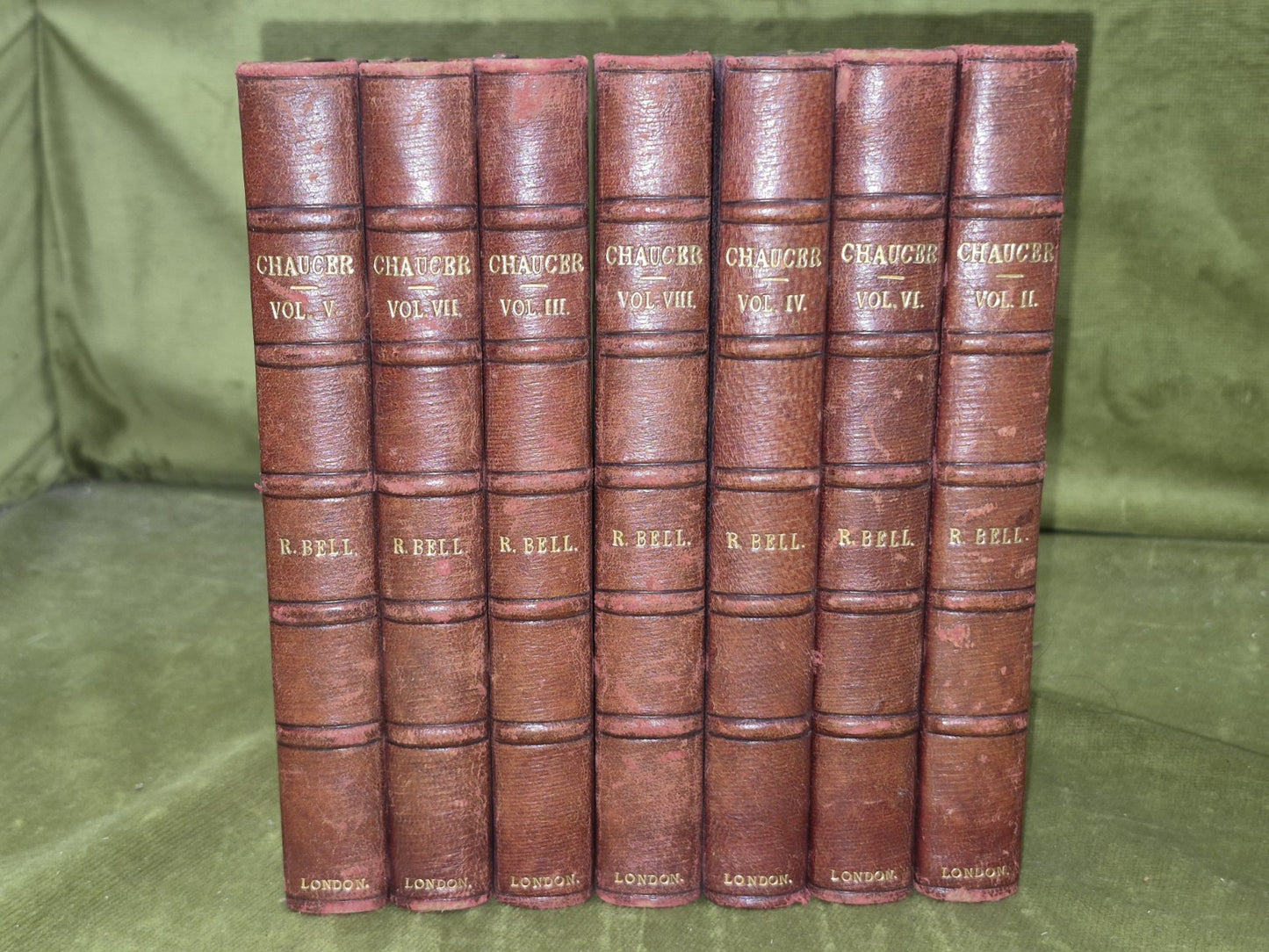 Poetical Works of Geoffrey Chaucer Robert Bell 1855 Set of 7 Books0