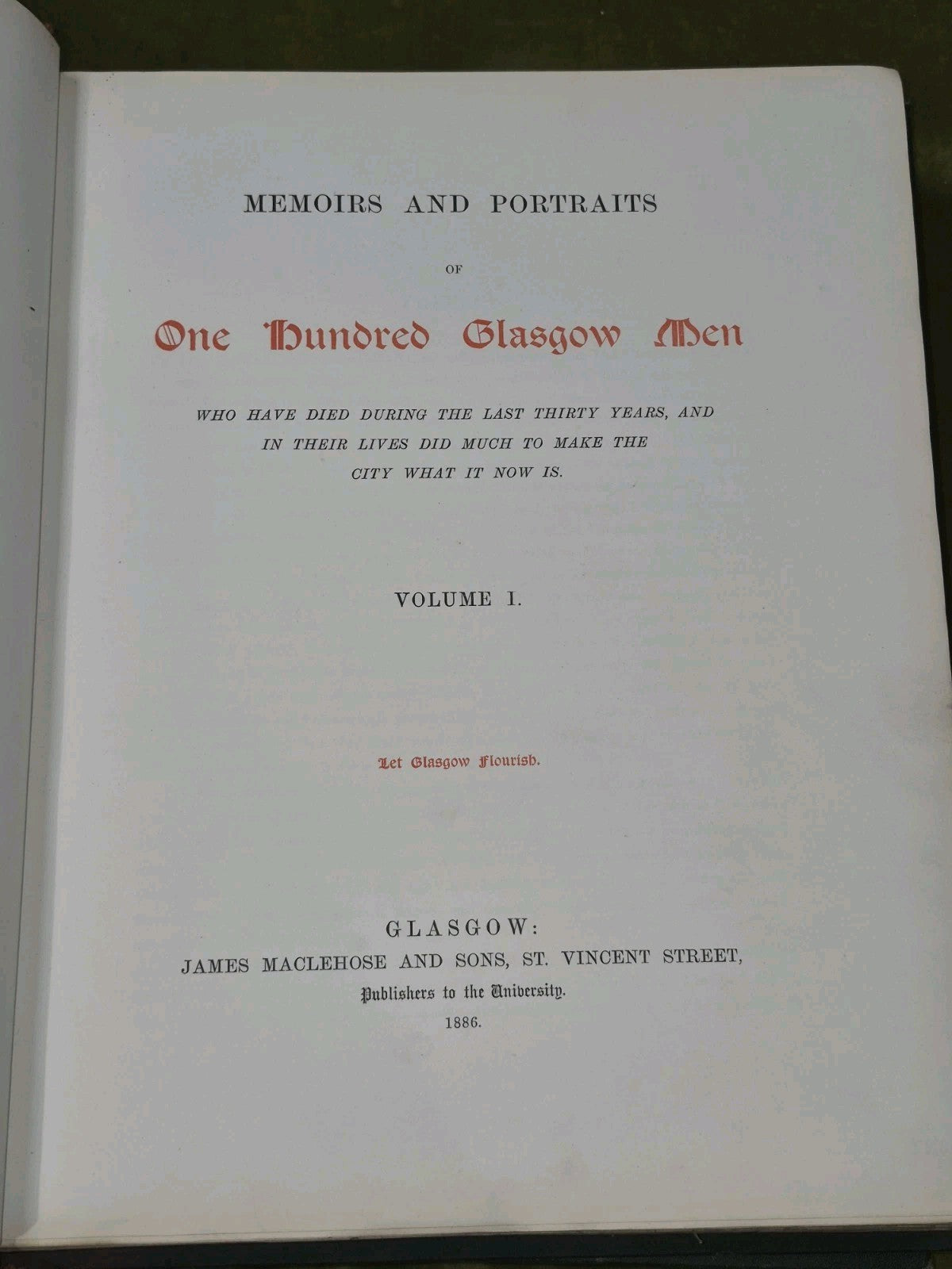 Memoirs and Portraits of One Hundred Glasgow Men ltd ed 1886 James Maclehose12