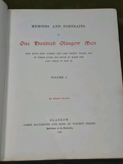 Memoirs and Portraits of One Hundred Glasgow Men ltd ed 1886 James Maclehose12