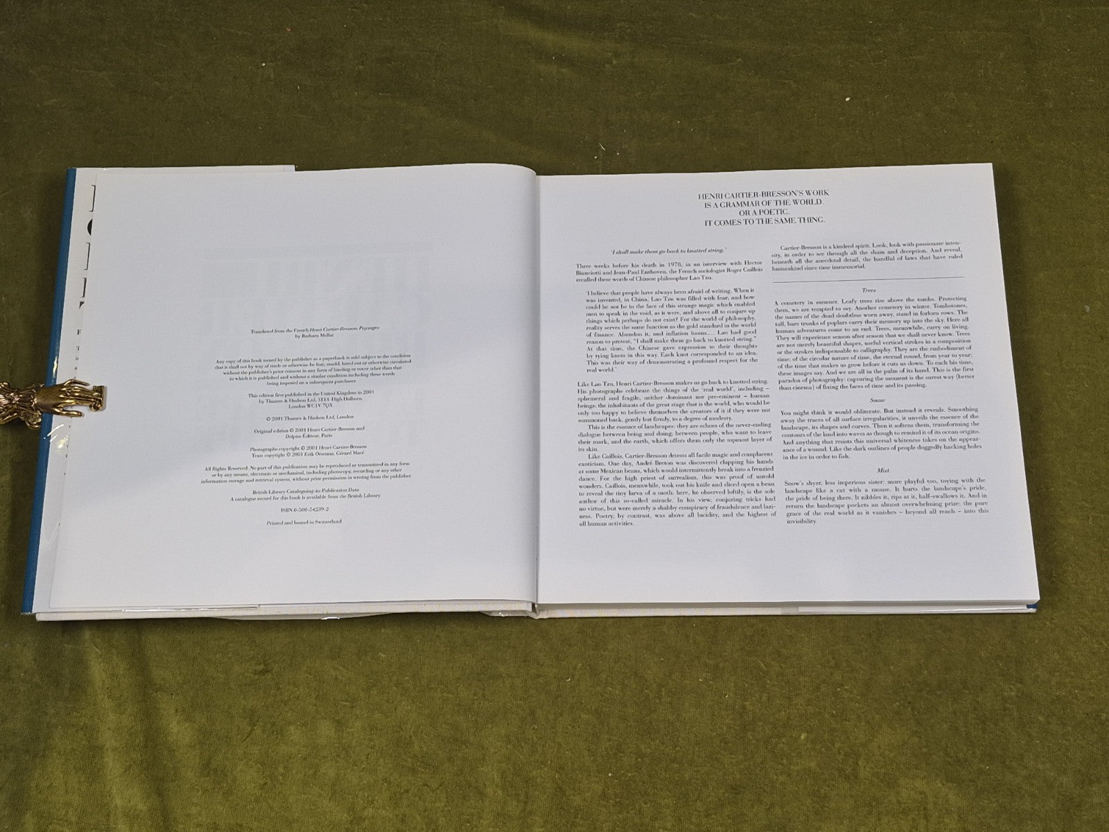 Henri Cartier-Bresson : Landscape Townscape , Thames & Hudson 2001 1st HB DJ4