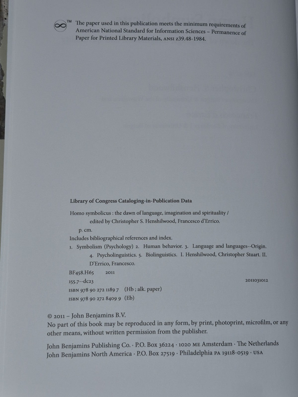 Homo Symbolicus: The Dawn of Language, imagination (2011) Henshilwood, d'Errico4