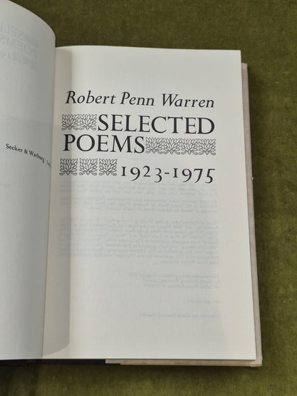 Selected Poems, 1923-75 by Robert Penn Warren -Secker & Warburg 1976 1st HB DJ4