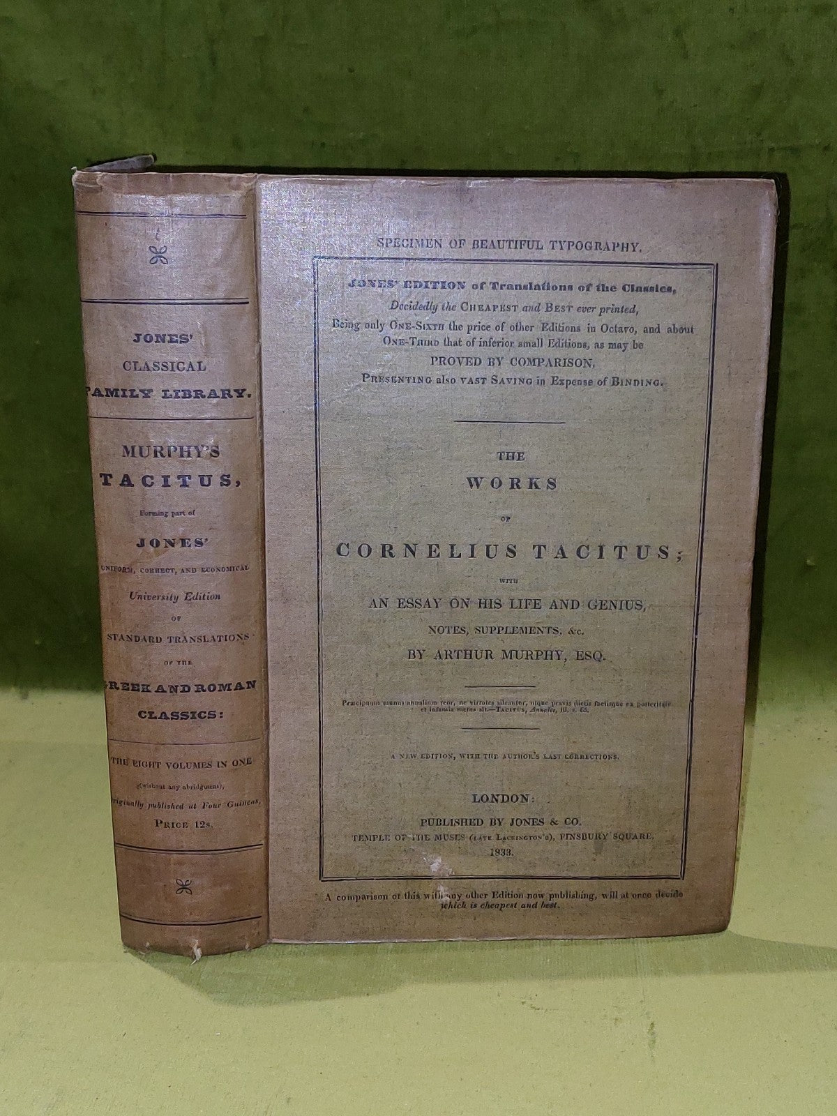 The Works Of Cornelius Tacitus By Arthur Murphy (1833) [Jones & Co] Hb 0
