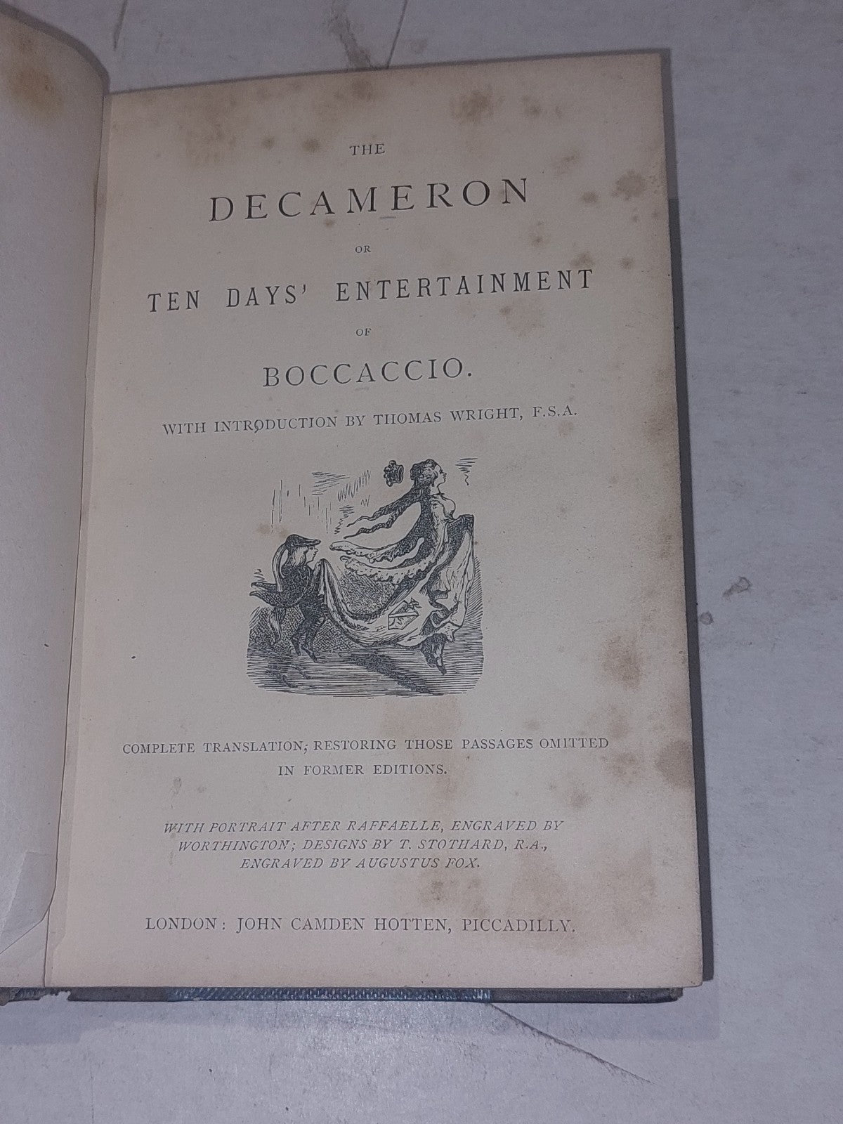 The Decameron Or Ten Days ... Boccaccio Intro By Thomas Wright James Hotten 19C 3