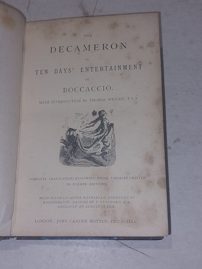 The Decameron Or Ten Days ... Boccaccio Intro By Thomas Wright James Hotten 19C 3