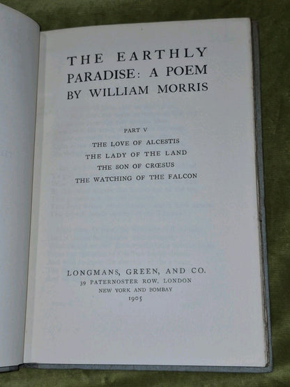 The Earthly Paradise William Morris (5 6 7 8 9 11) 7 of Twelve Volumes 19058