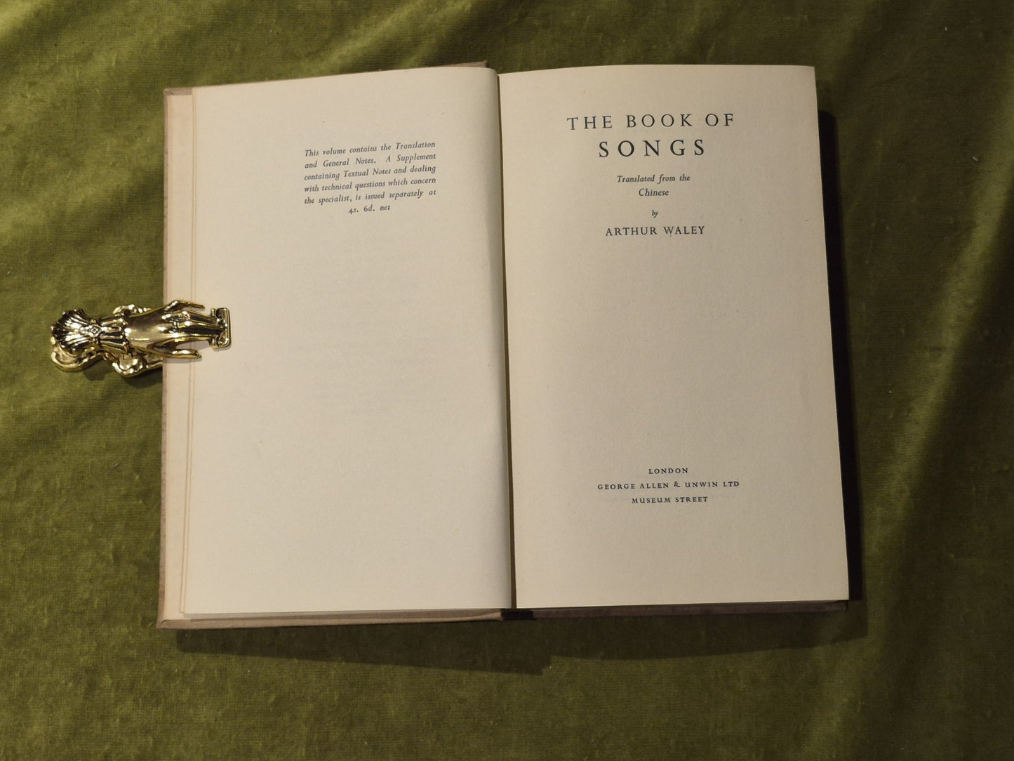The Book of Songs translated from Chinese- Arthur Waley - Allen & Unwin 1937 1st4