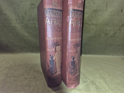 IN DARKEST AFRICA - HENRY M. STANLEY 2 Volume Edition Sampson Low Marston 1890 2