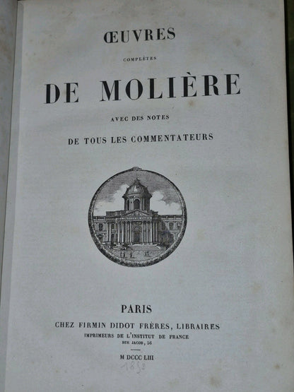 Ouvres Completes De Moliere Paris Chez Firmin Didot Freres 18535