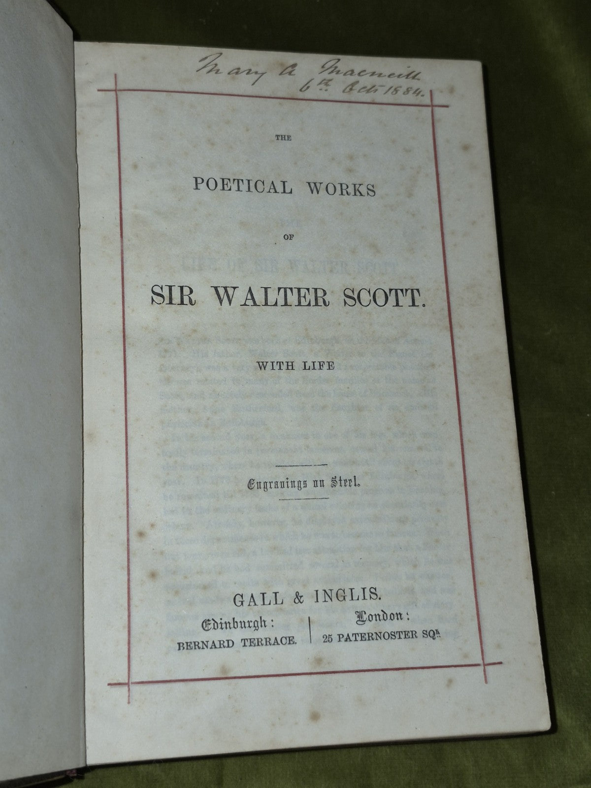 MAUCHLINE  WARE Poetical Works Of Sir Walter Scott  engravings - Gall & Inglis9