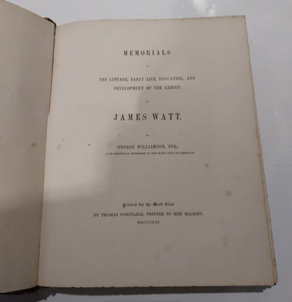 1856 Memorials of the Lineage of James Watt G Williamson 1st Edition With Map3