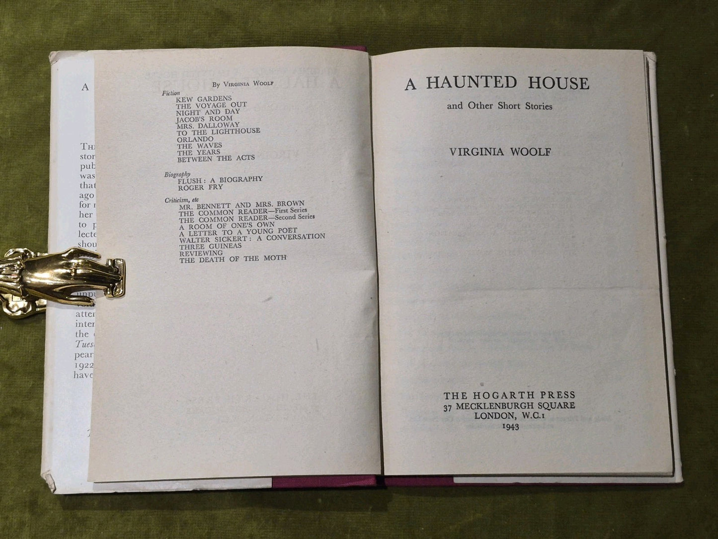 Virginia Woolf: A Haunted House & Other Short Stories 1st edition HC with DJ4