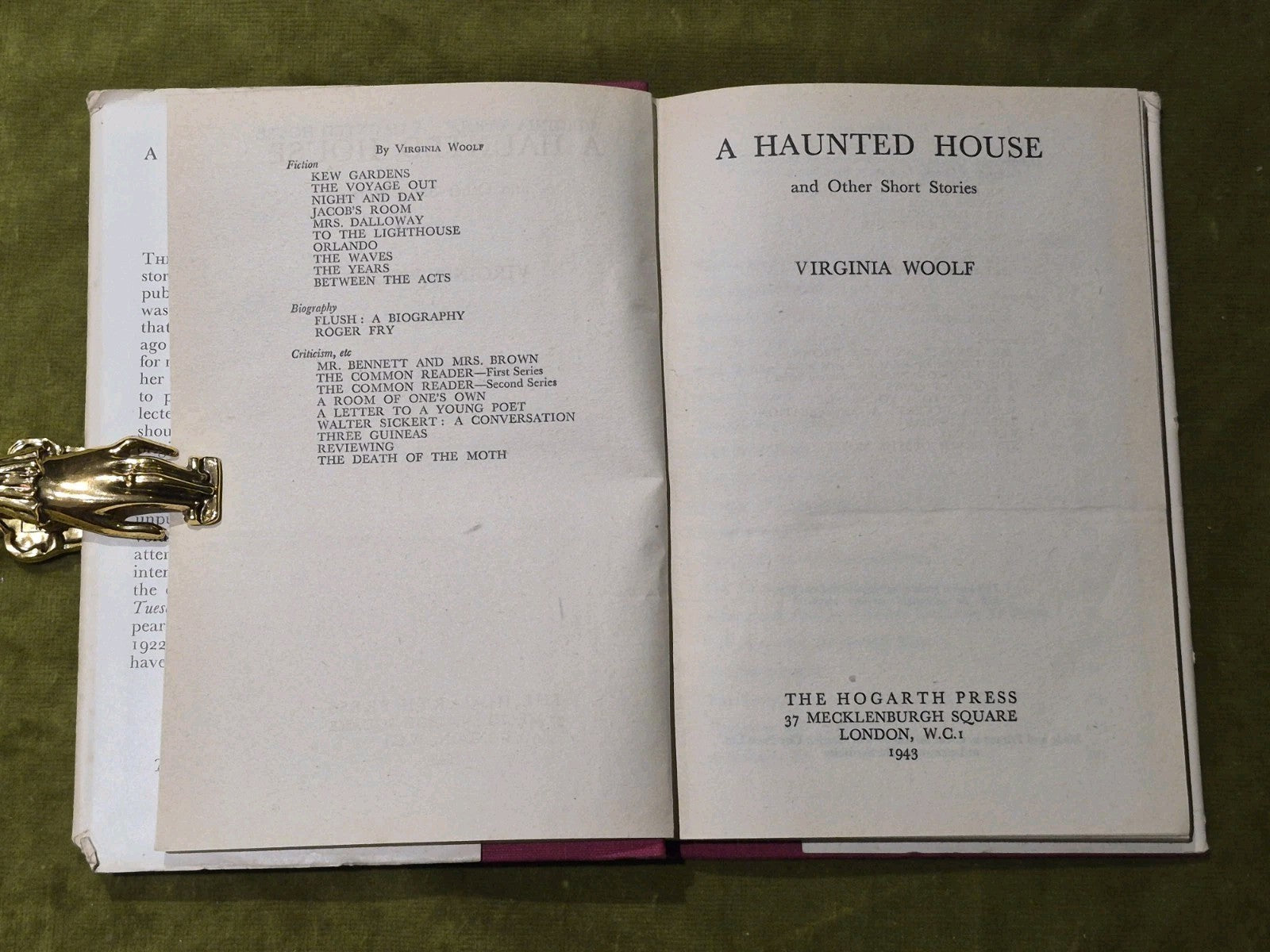 Virginia Woolf: A Haunted House & Other Short Stories 1st edition HC with DJ4