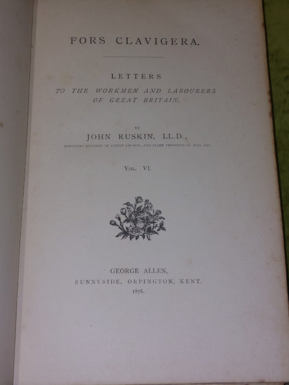 First Editions “FORS CLAVIGERA” by John Ruskin (18711887) 8 VOLUMES8