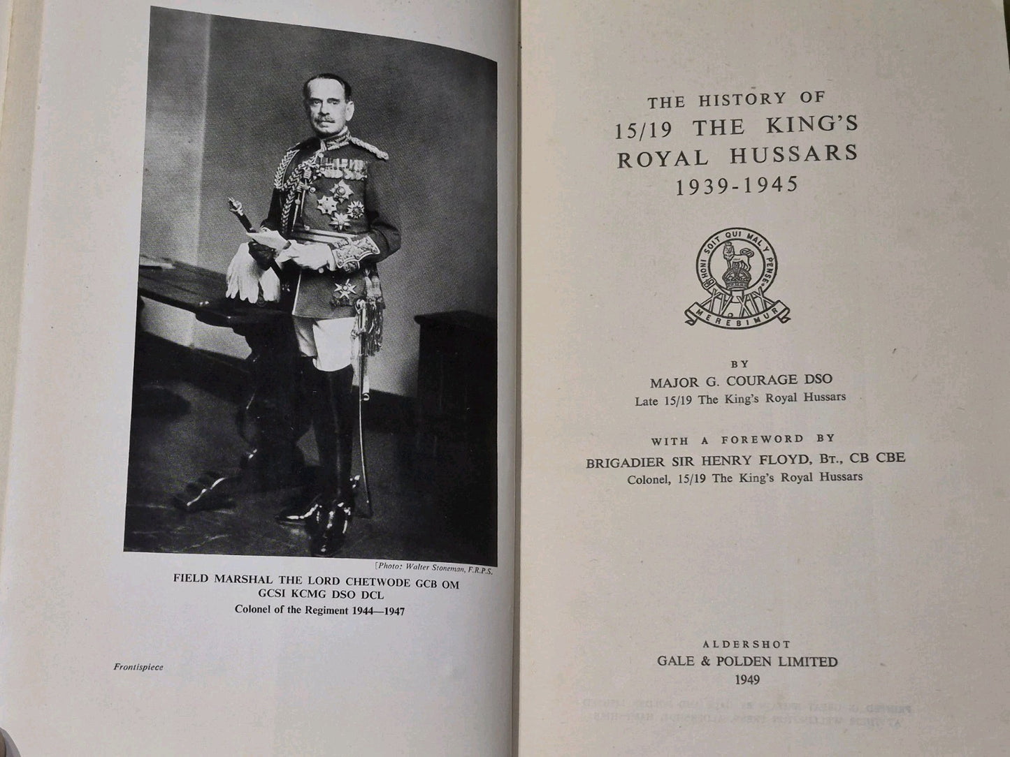 The History of 15/19 The King's Royal Hussars 1939-1945 by Maj. G. Courage, 19494