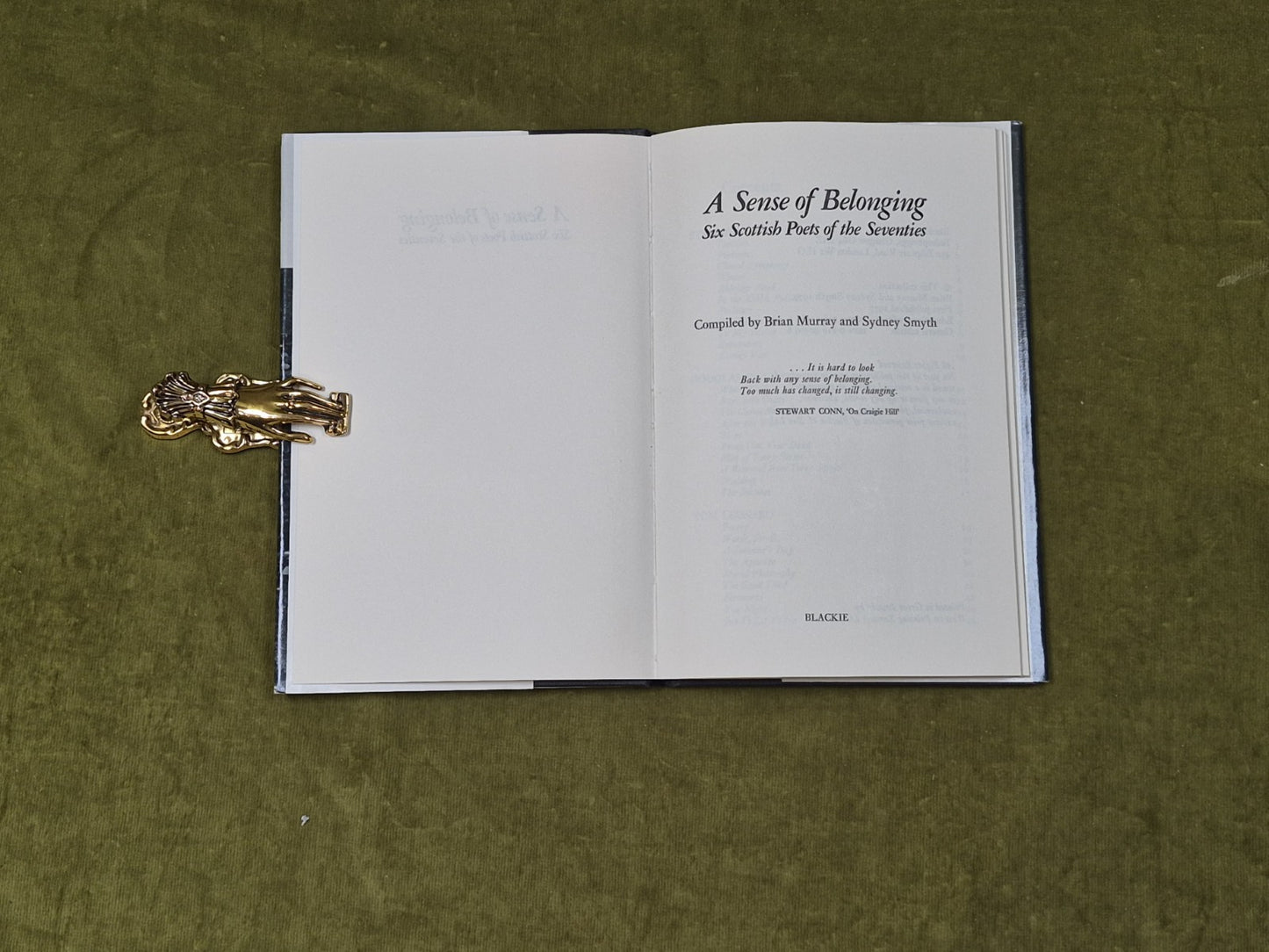 A Sense of Belonging: Six Scottish Poets of the Seventies - Blackie 1977 HB DJ4