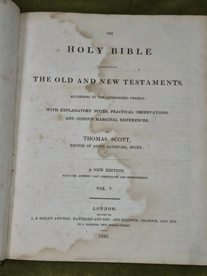 Thomas Scott's Bible Commentary Old and New Testaments 1826 Seeley 6 Volume Set12