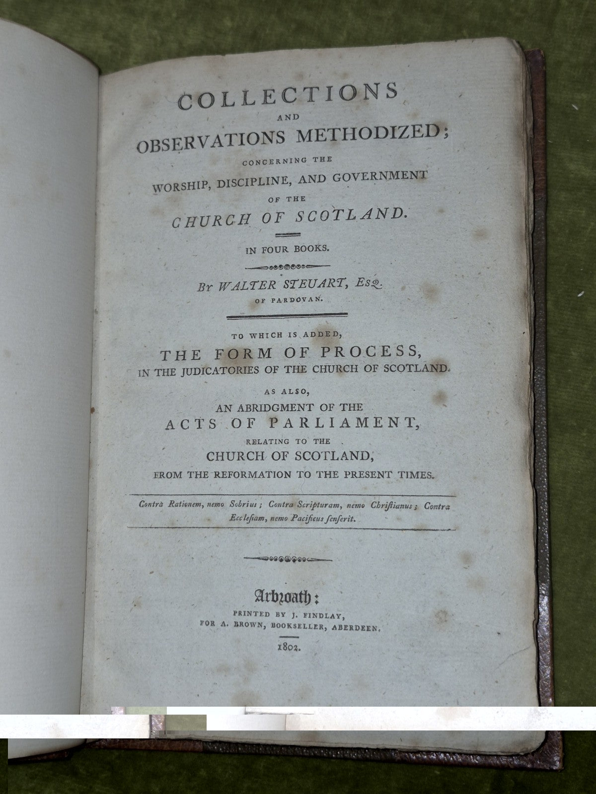 Church of Scotland Walter Steuart Arbroath 1802 Acts of Parliament4