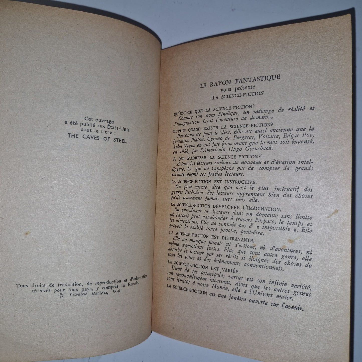 Les Cavernes D' Acier by Isaac Asimov, 1st edition, Hachette FRENCH 1956 5