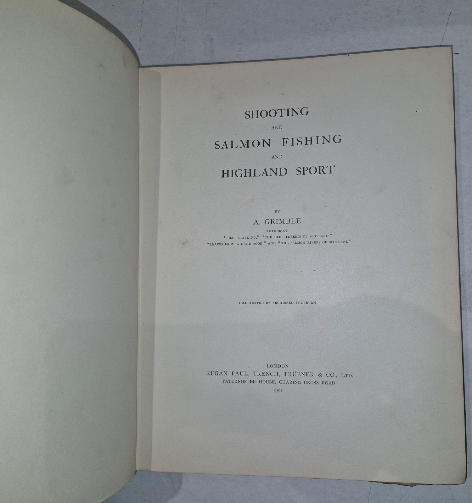 Shooting and Salmon Fishing and Highland Sport, A Grimble, Kegan Paul 19023