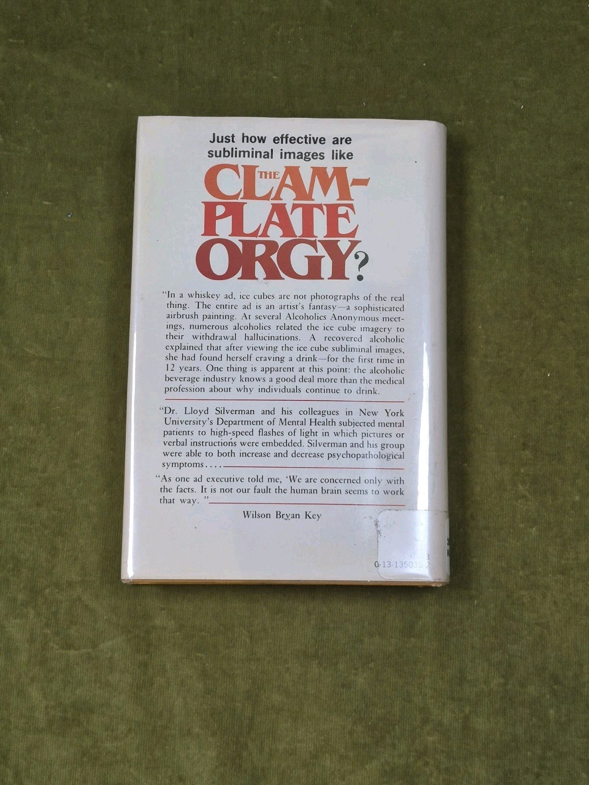 The Clam-Plate Orgy - Wilson Bryan Key , Prentice Halll 1980 1st/2nd 1980 Ex Lib1