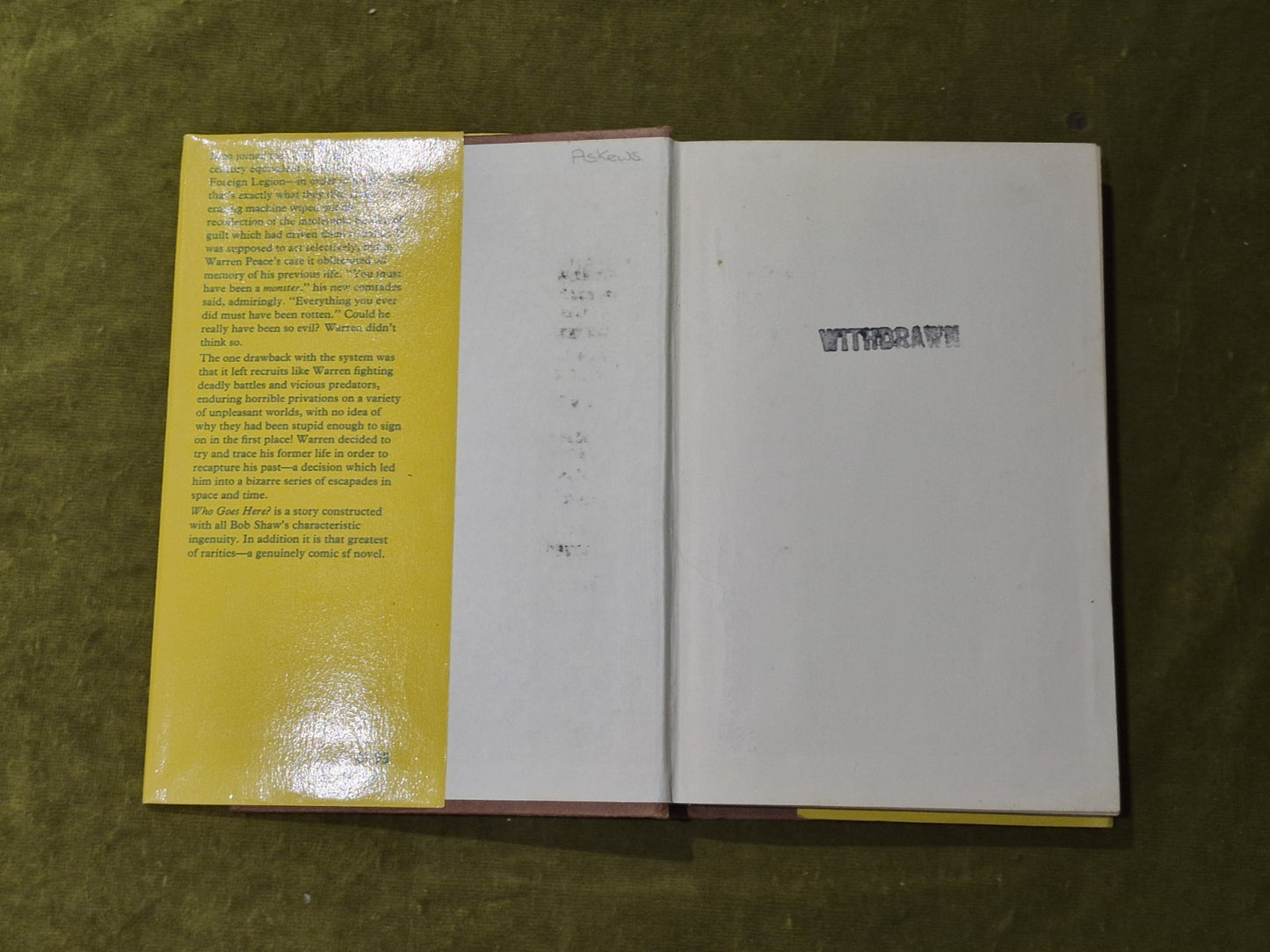 Bob Shaw - Who Goes Here? - 1977 1st edition Gollancz HB DJ Ex Libris4