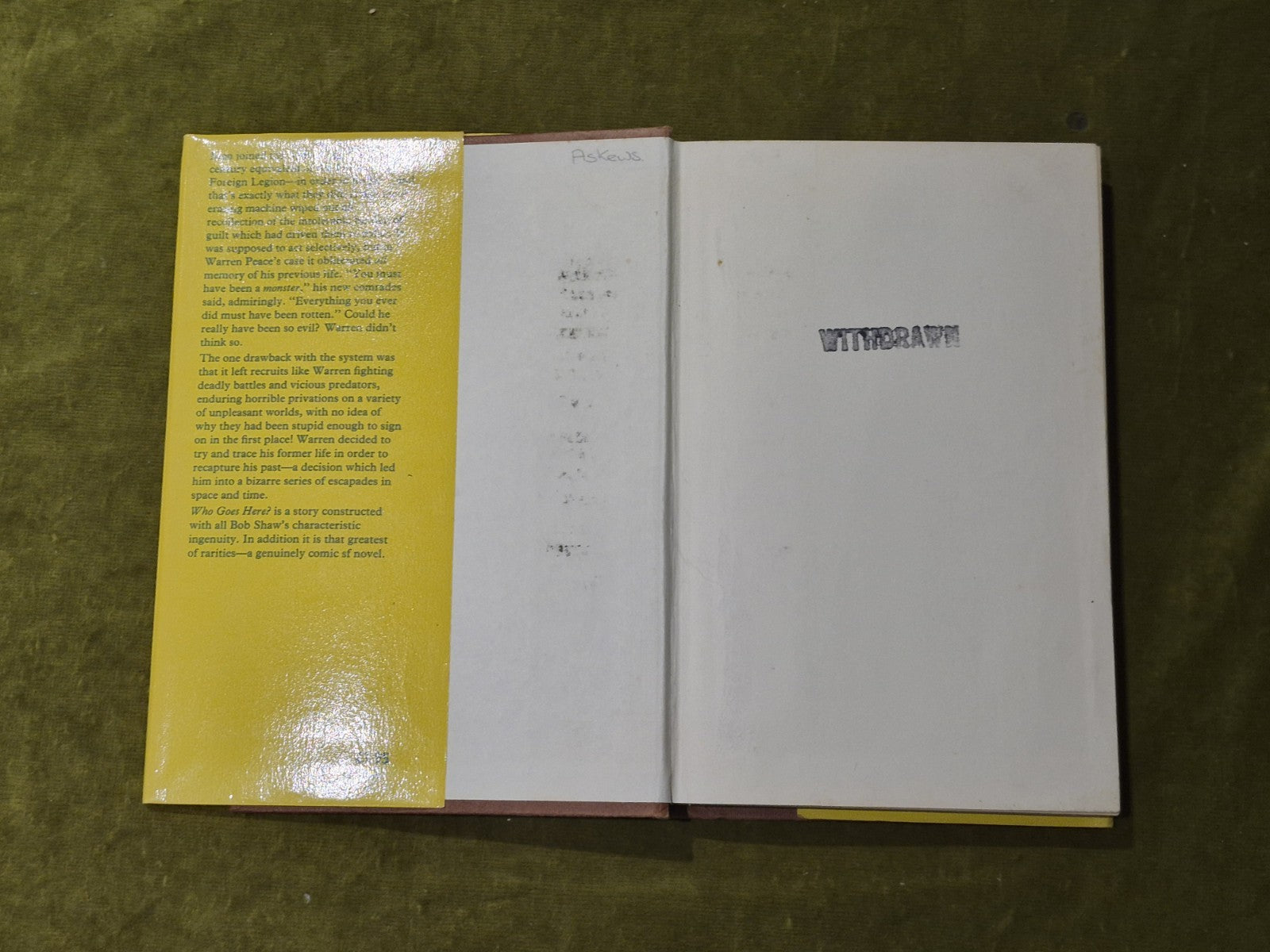 Bob Shaw - Who Goes Here? - 1977 1st edition Gollancz HB DJ Ex Libris4