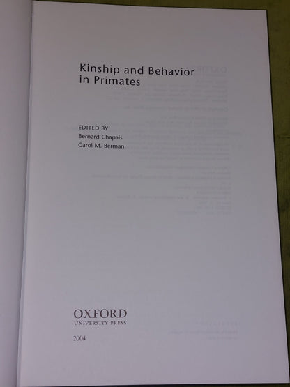 Kinship and Behavior in Primates by Bernard Chapais (English) Hardcover (2004)4