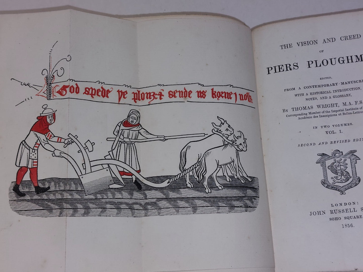 1856  The Vision and Creed of Piers Ploughman William Langland  2 Volumes HB5
