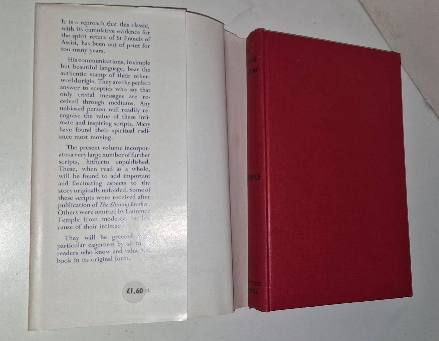 The Shining Brother Laurence Temple & Francis Speaks Again Psychic Press 1970 DJ4