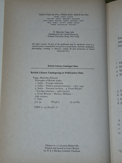 Strategies of British India (1980) M. E. Yapp6