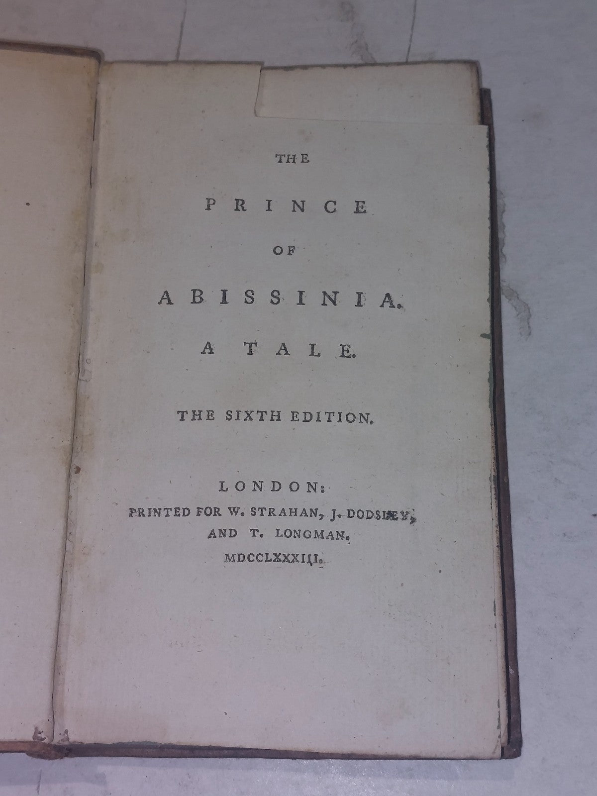 History Of Rasselas The Prince of Abissinia, 6th Ed, 1783 Samuel Johnson 2