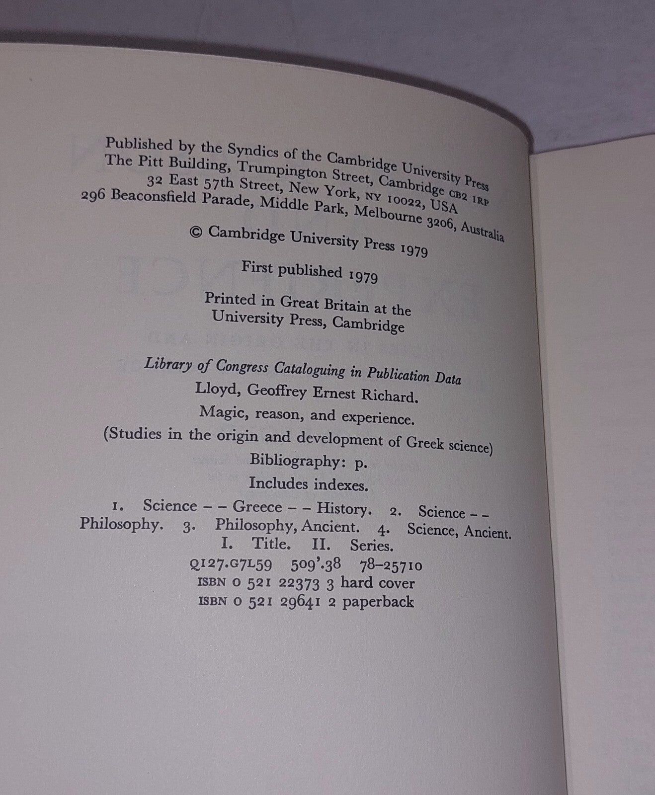 Magic, Reason and Experience: Studies in the Origin... By G.Lloyd (1979) Pb Book3