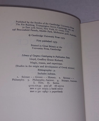 Magic, Reason and Experience: Studies in the Origin... By G.Lloyd (1979) Pb Book3