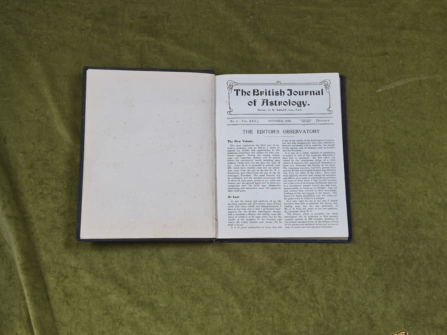 The British Journal of Astrology Vol XXII 1928-1929 - E. H. Bailey HB3