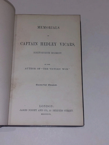 Memorials Of Captain Hedley Vicars  97th Regiment (1856) Leather Book2