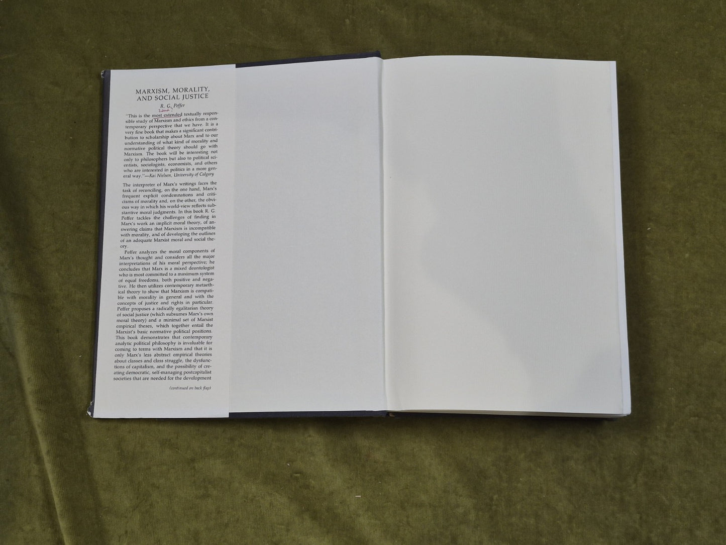 Marxism, Morality and Social Justice by R.G. Peffer , Princeton University 19903
