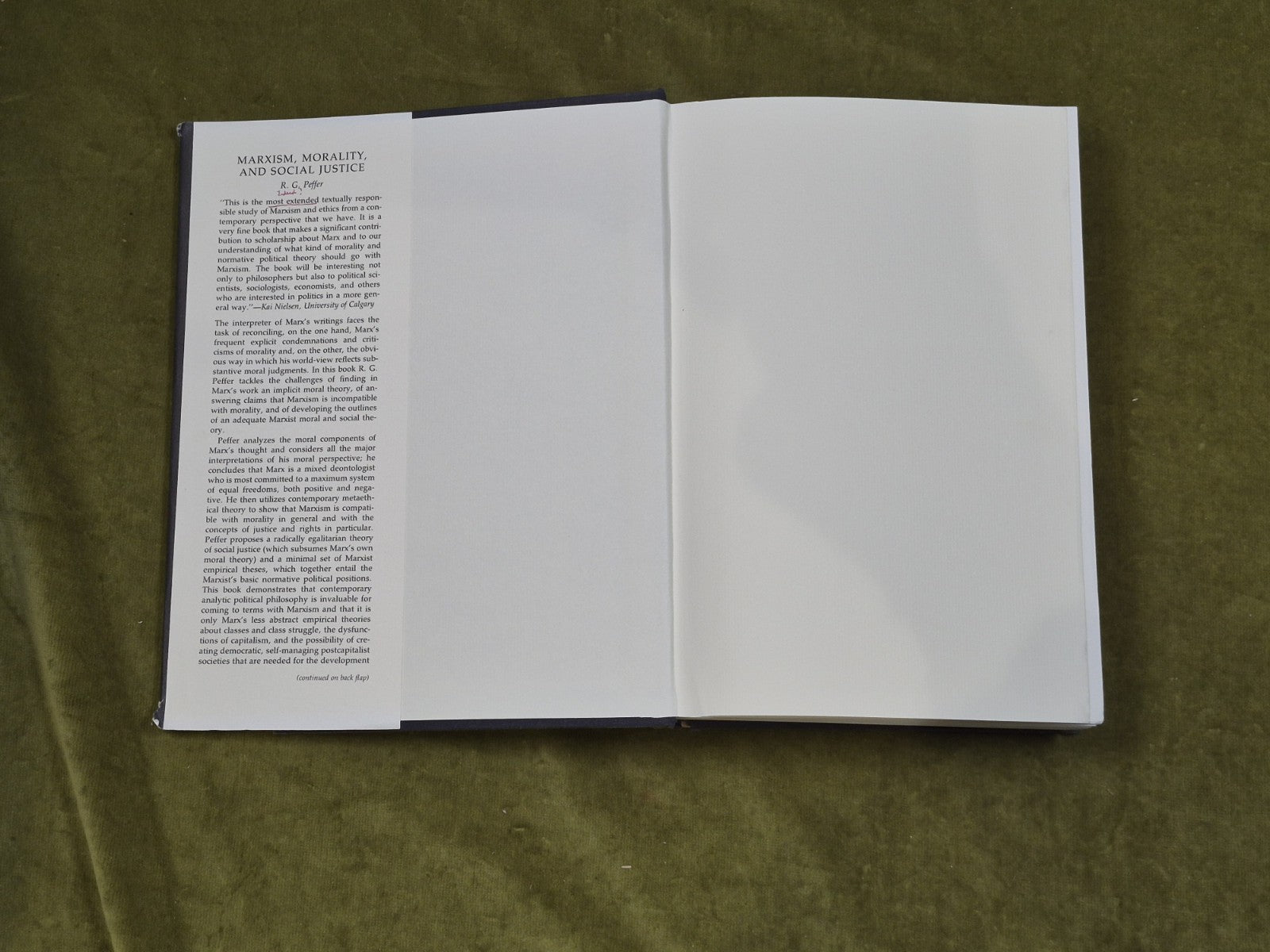 Marxism, Morality and Social Justice by R.G. Peffer , Princeton University 19903