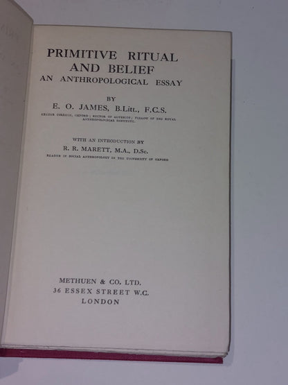 Primitive Ritual And Belief By A. O. James (1917) [Methuen & Co] Hb Book2
