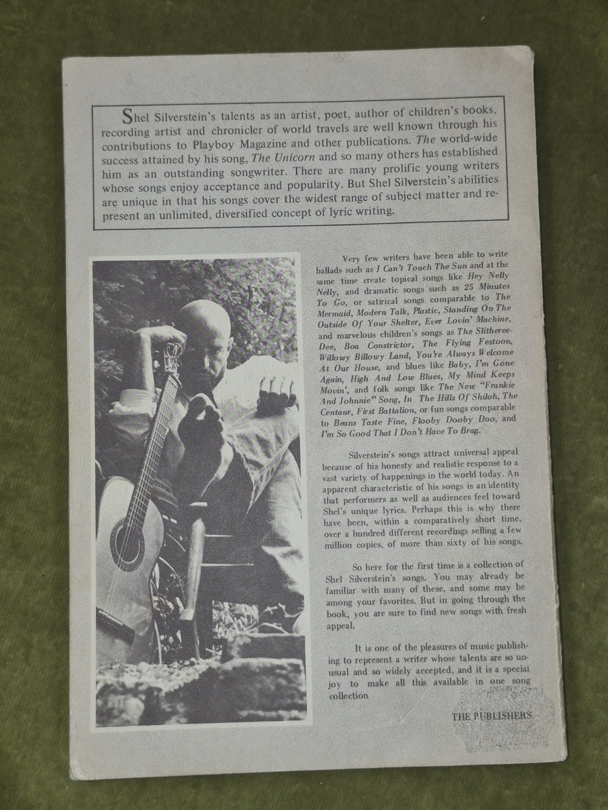 Dirty Feet A Collection Of Songs By Shel Silverstein TRO 1969 Sheet Music Book1