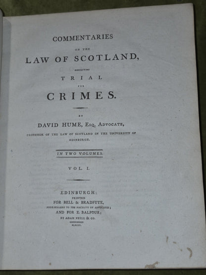 David Hume's Criminal Law Description Trial 1797 First Edition Bell & Bradfute11