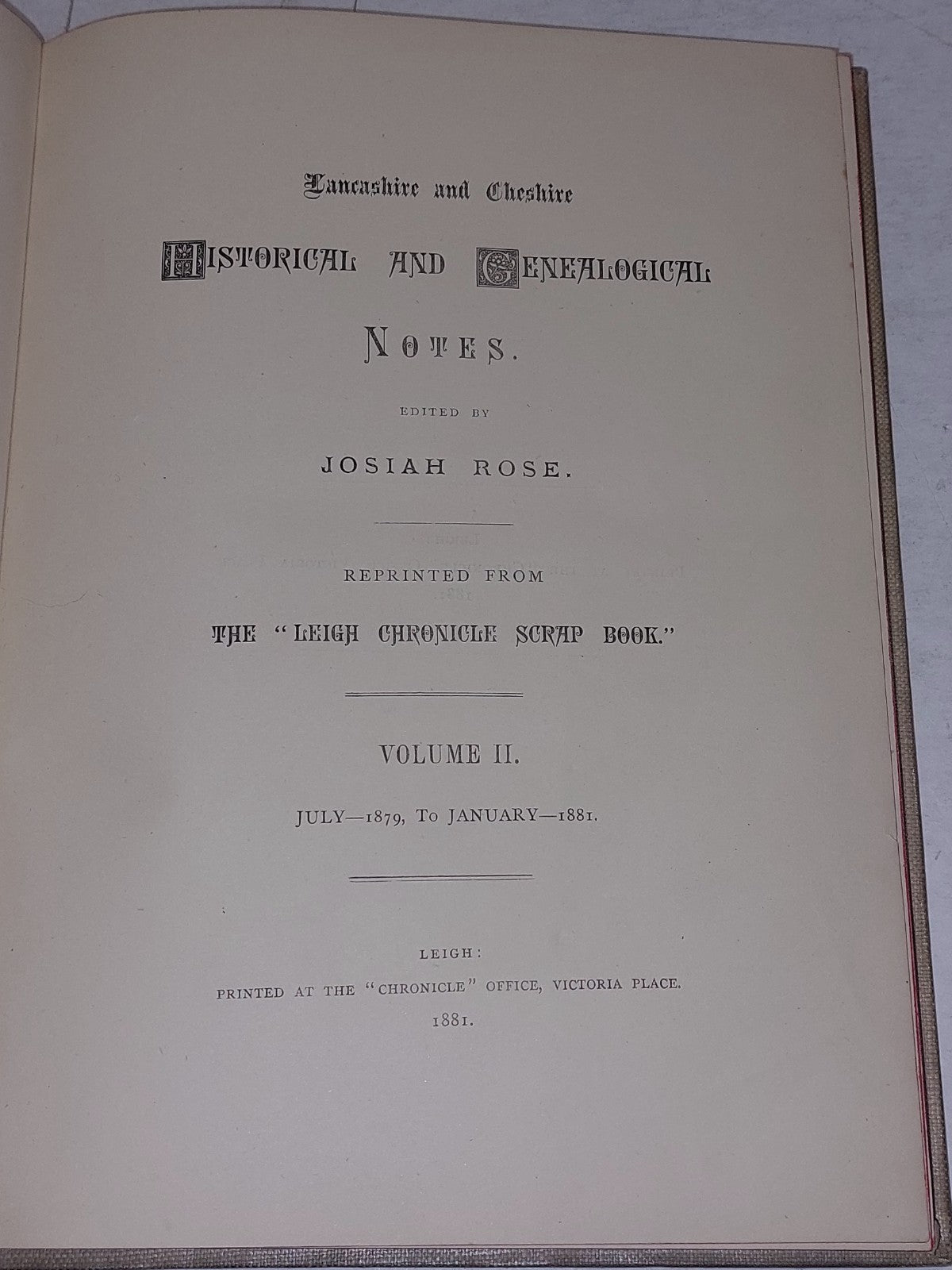 Lancashire & cheshire historical & geneological notes [Vol. 2] J. Rose (1881) 3
