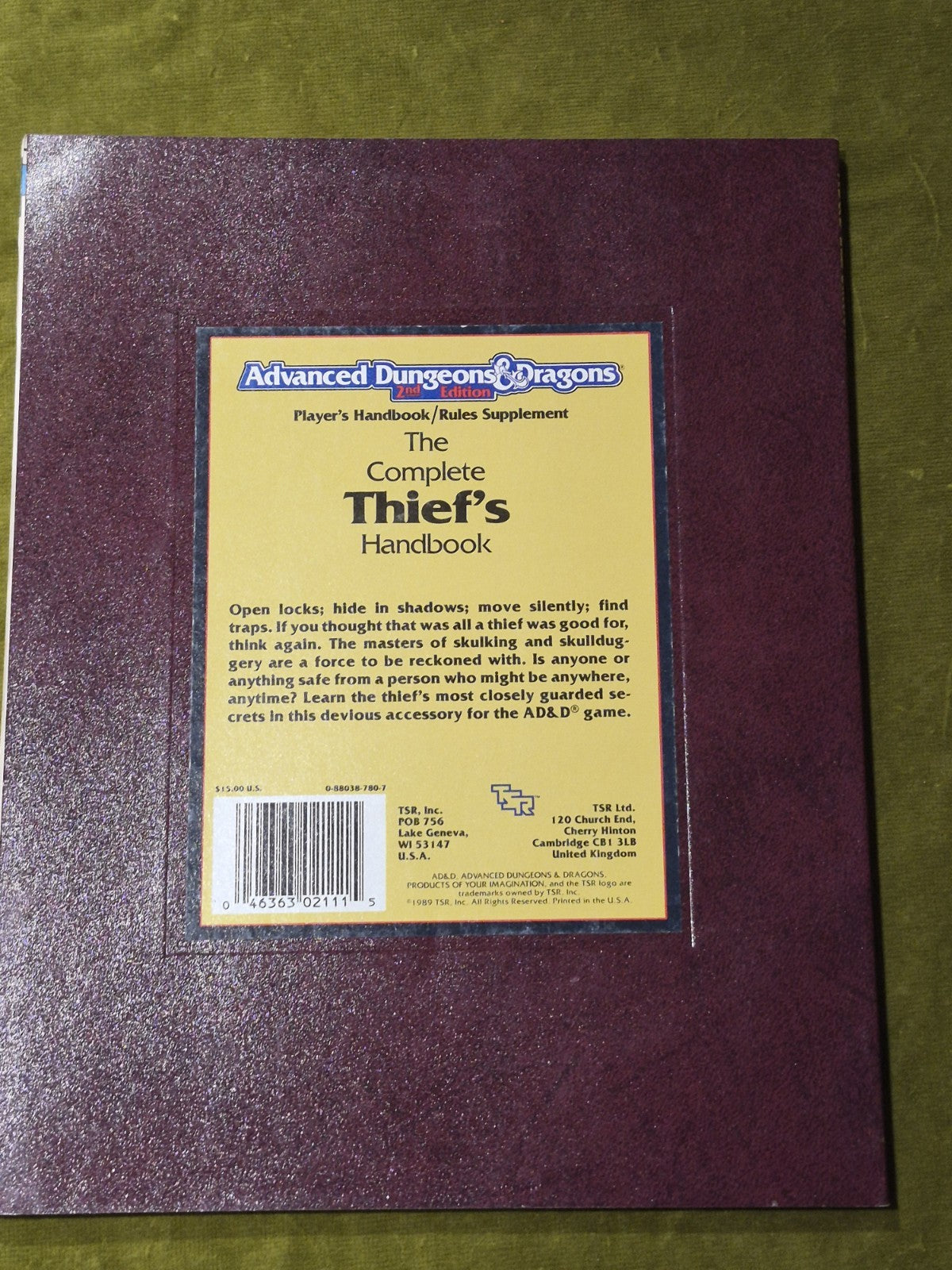 Dungeons & Dragons the Complete Thief's Handbook 2111 AD&D 2nd Edition1