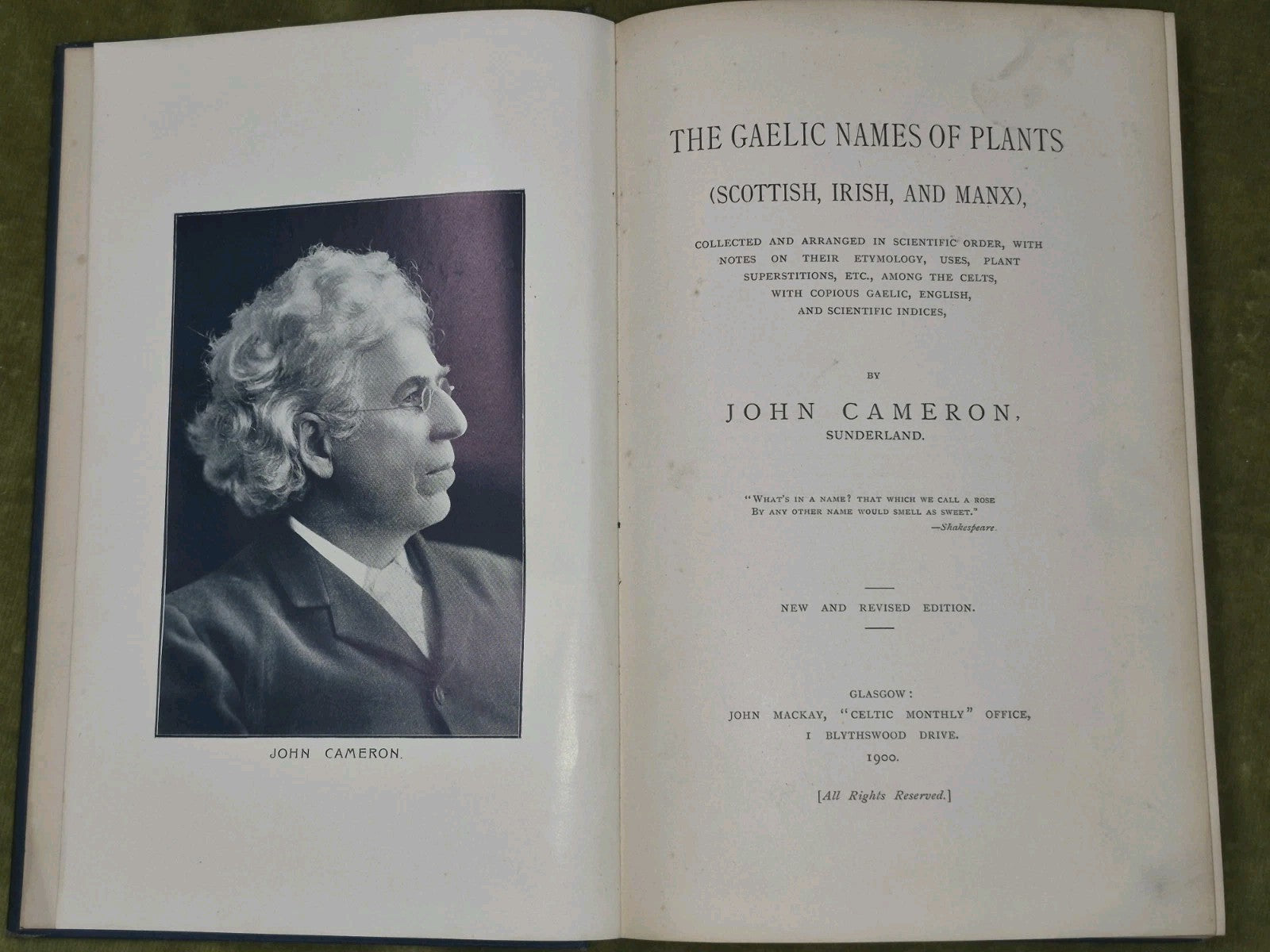 Gaelic Names of Plants John Cameron 1900 New Revised Edition John Mackay5