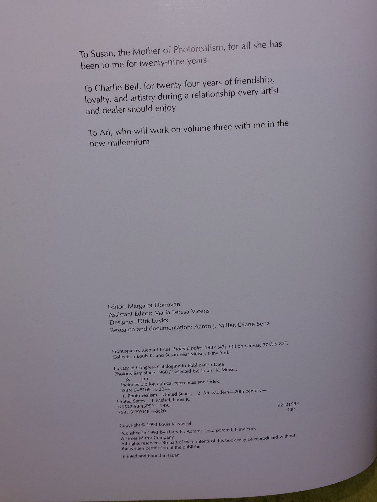 PHOTOREALISM SINCE 1980  Louis K. Meisel  Harry N. Abrams, 19936