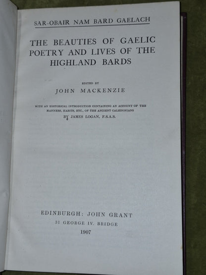 The Beauties of Gaelic Poetry Highland Bards 1907 John Mackenzie John Grant4
