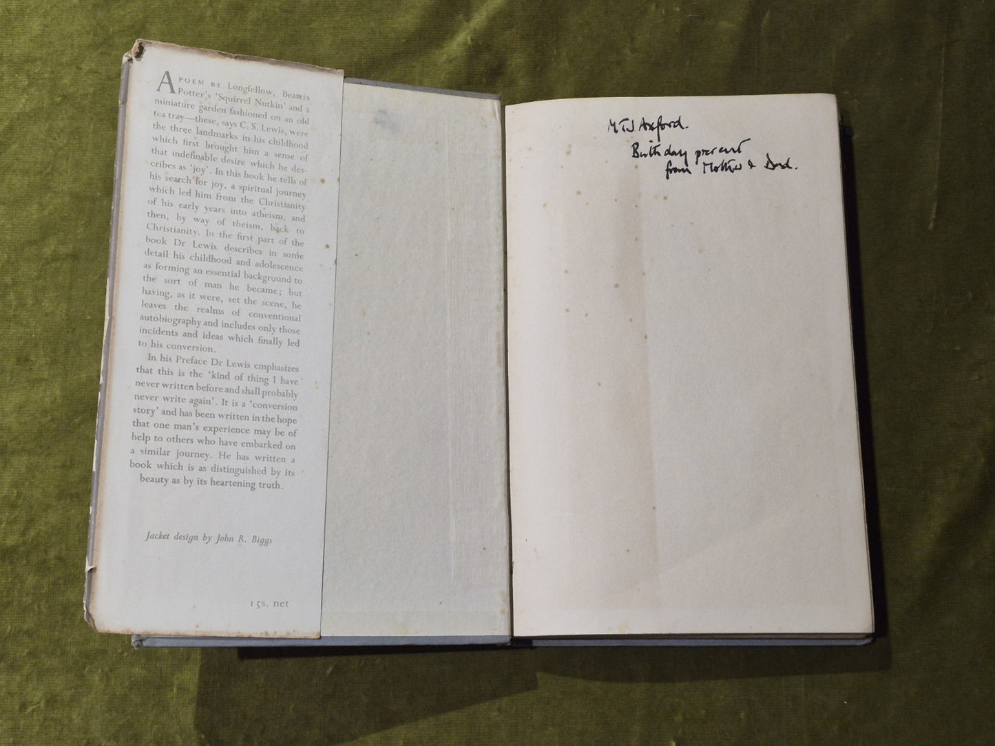 C.S. Lewis Surprised by Joy | 1955 First Edition Hardback | Original Dust Jacket3