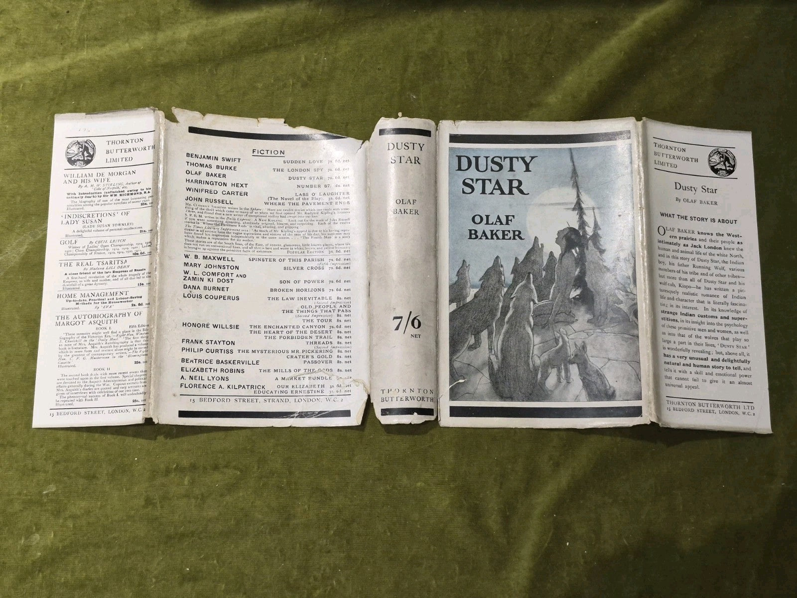 Dusty Star Olar Baker 1922 First Edition Thornton Butterworth Dustjacket3